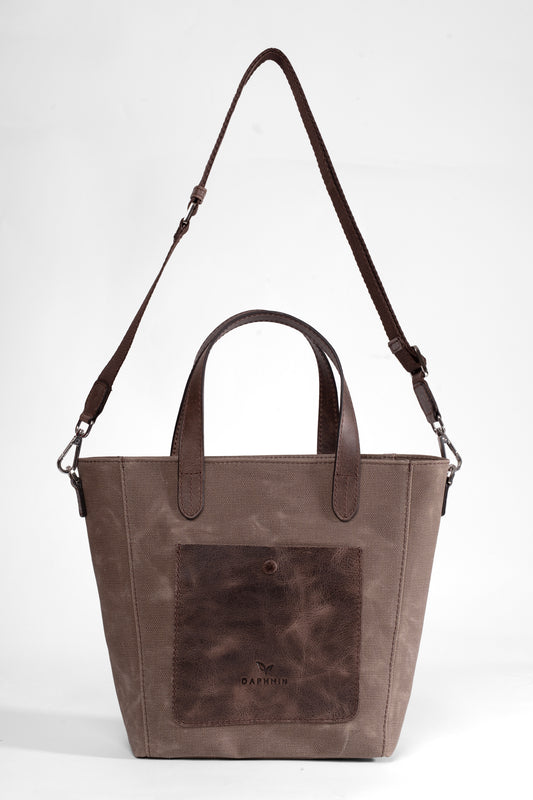 Daphne Flex Small Kanvas Tote - Kahverengi El ve Omuz Çantası (Hakiki Deri Garnili)