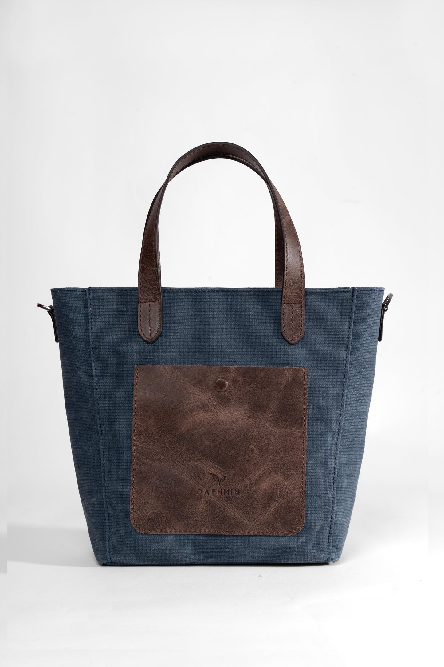 Daphne Flex Small Kanvas Tote - Mavi El ve Omuz Çantası (Hakiki Deri Garnili)