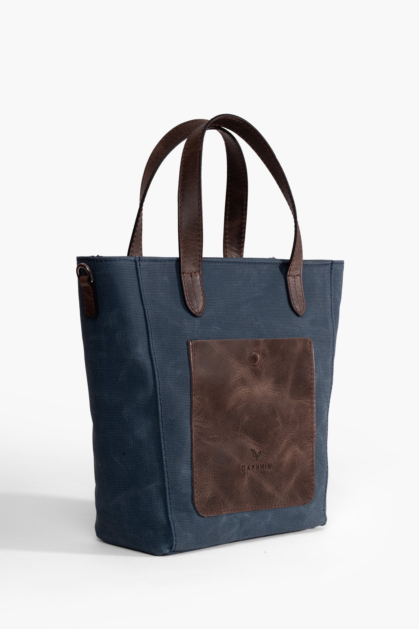 Daphne Flex Small Kanvas Tote - Mavi El ve Omuz Çantası (Hakiki Deri Garnili)