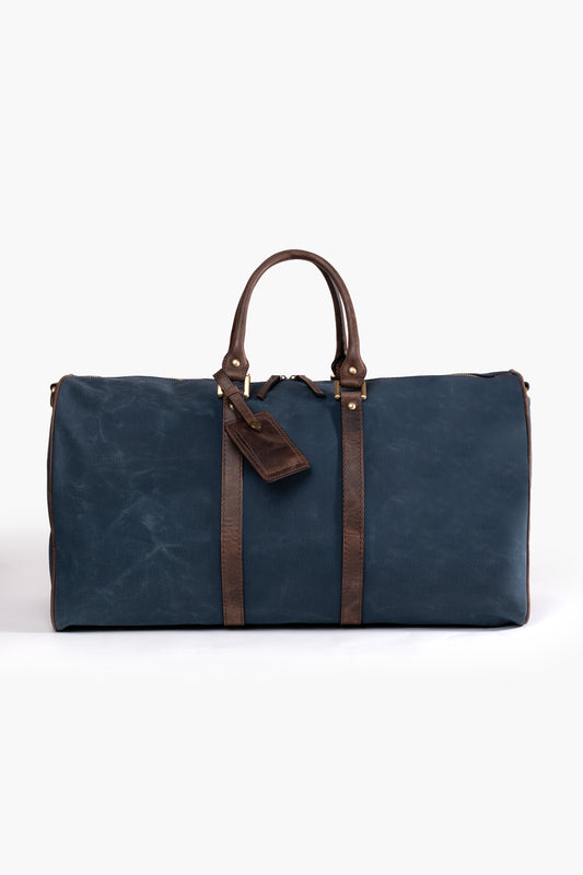 Daphmin Canvas Weekender – Mavi Kanvas/Deri Garnili Seyahat Çantası