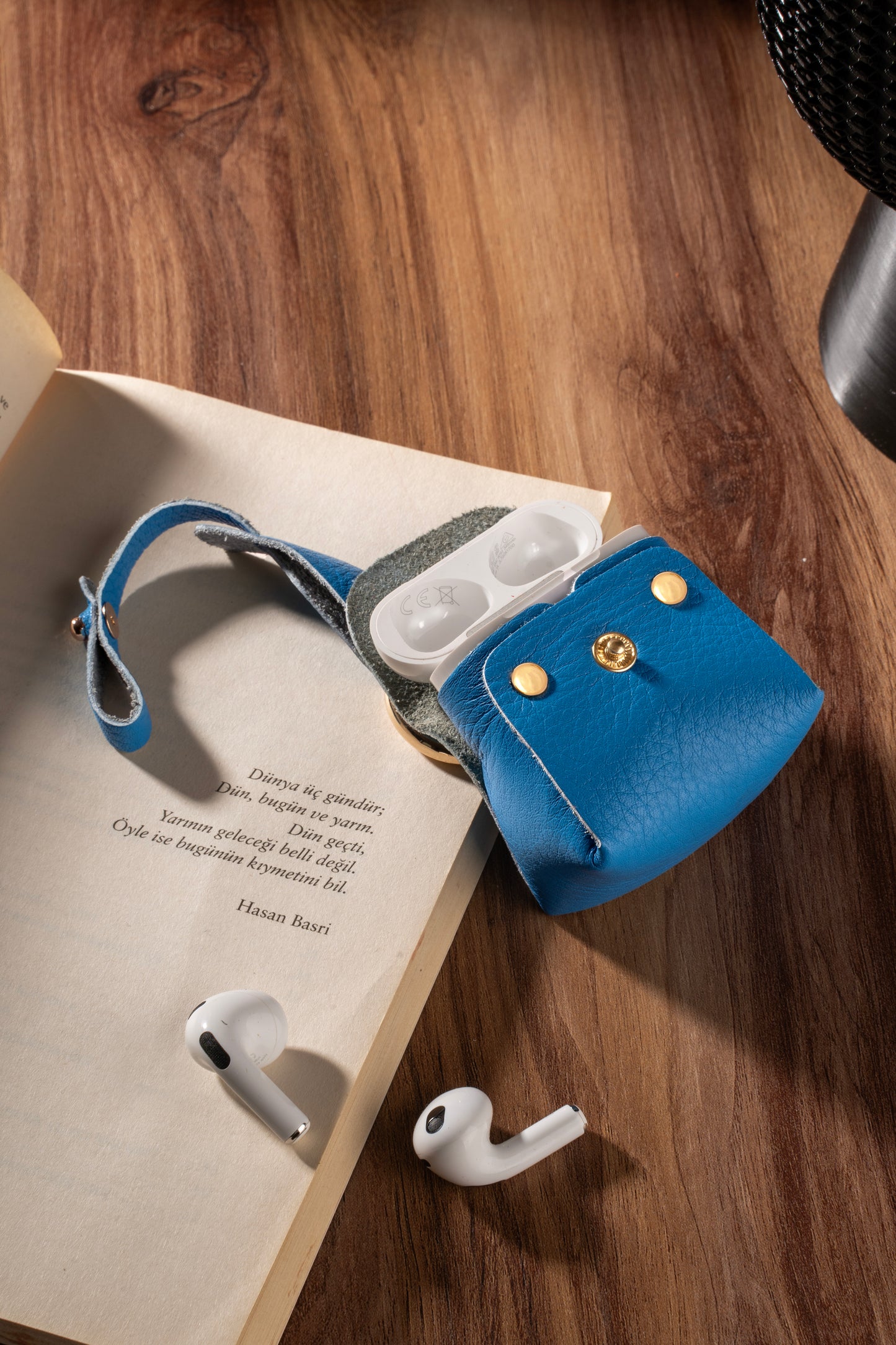 Deri AirPods Kılıfı - Mavi