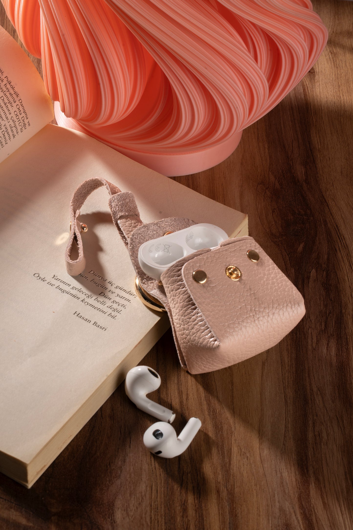 Deri AirPods Kılıfı - Pudra