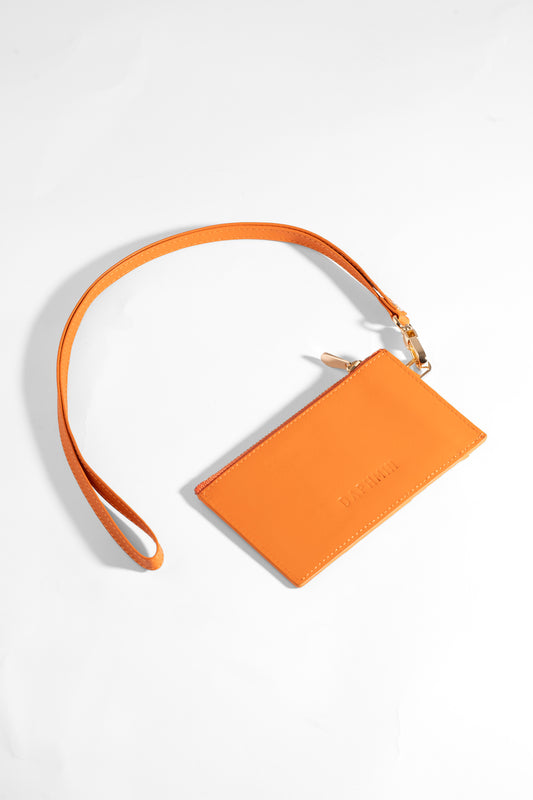 Mira Turuncu Askılı Hakiki Deri Kartlık