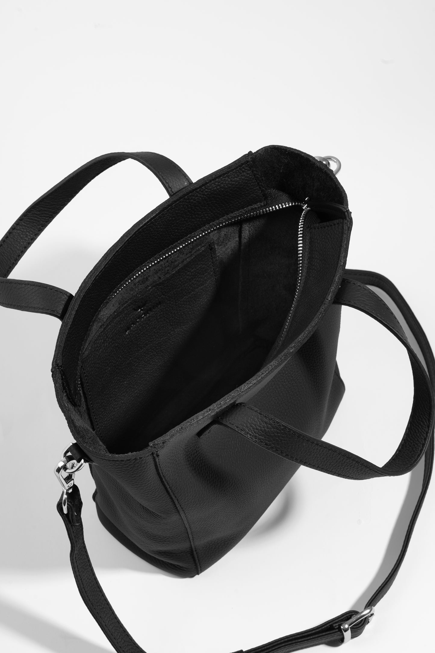 Daphne Flex Small Tote - Siyah Hakiki Deri El ve Omuz Çantası
