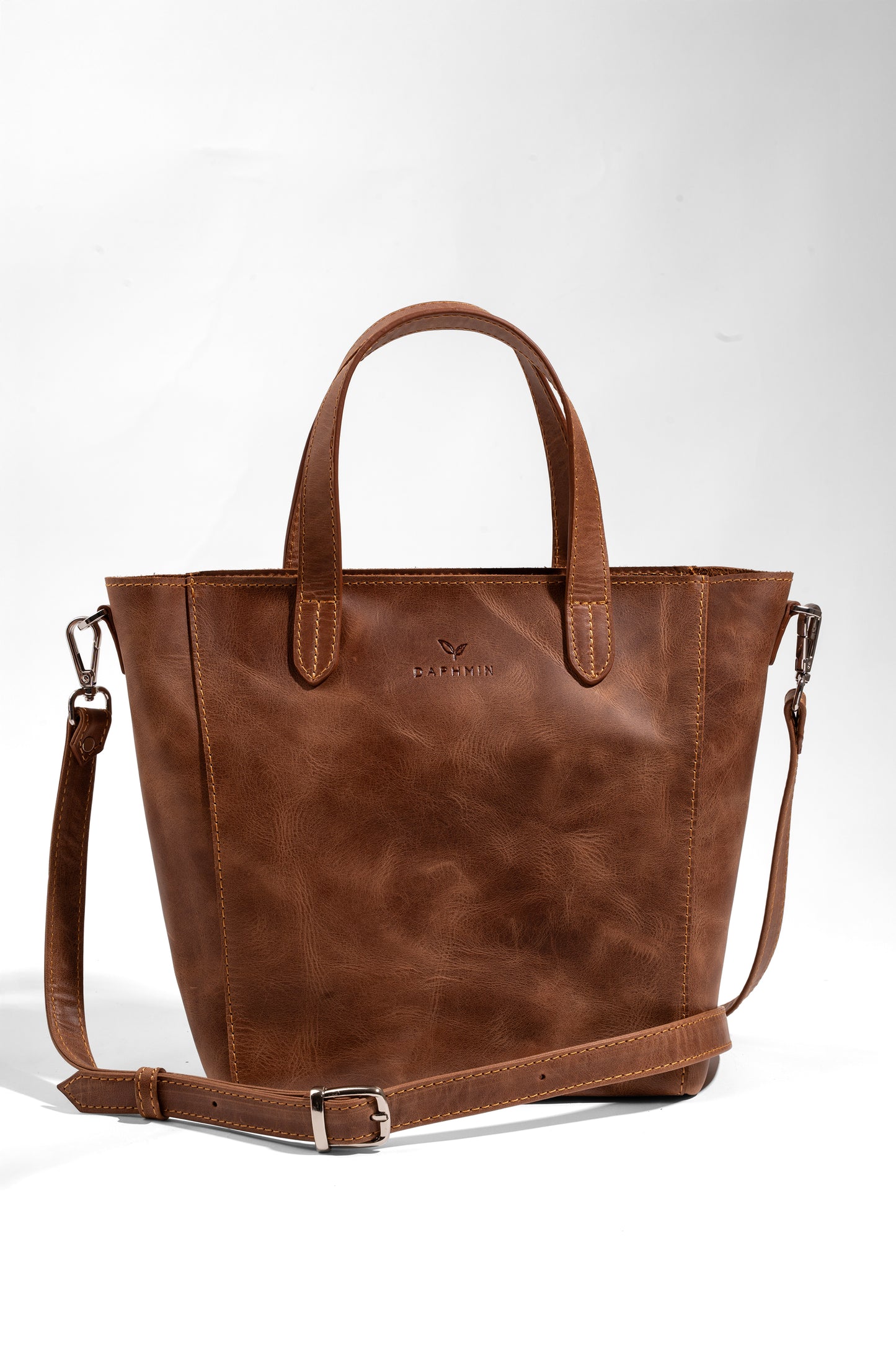 Daphne Flex Small Tote - Taba Hakiki Deri El ve Omuz Çantası