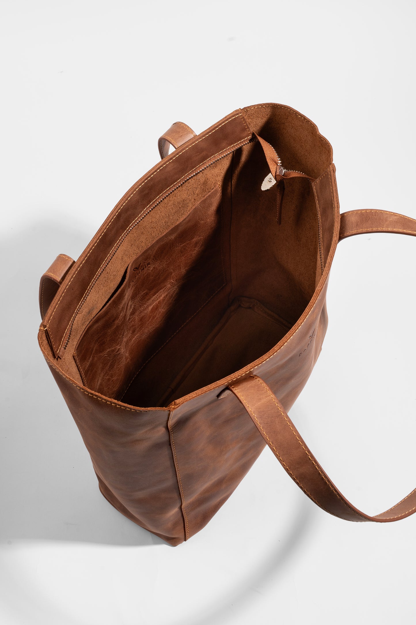 Daphne Everyday Large Tote - Taba Hakiki Deri Omuz Çantası