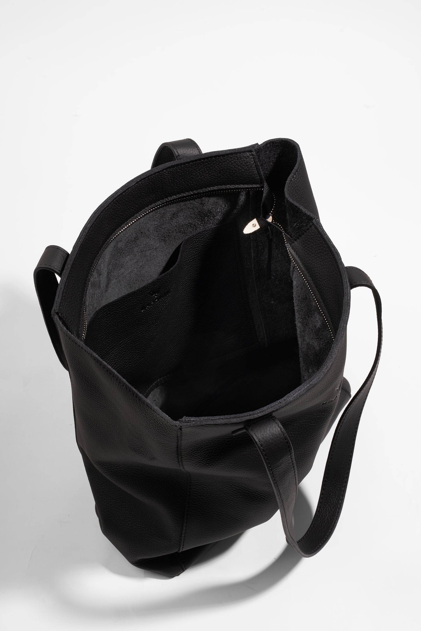 Daphne Everyday Large Tote - Siyah Hakiki Deri Omuz Çantası