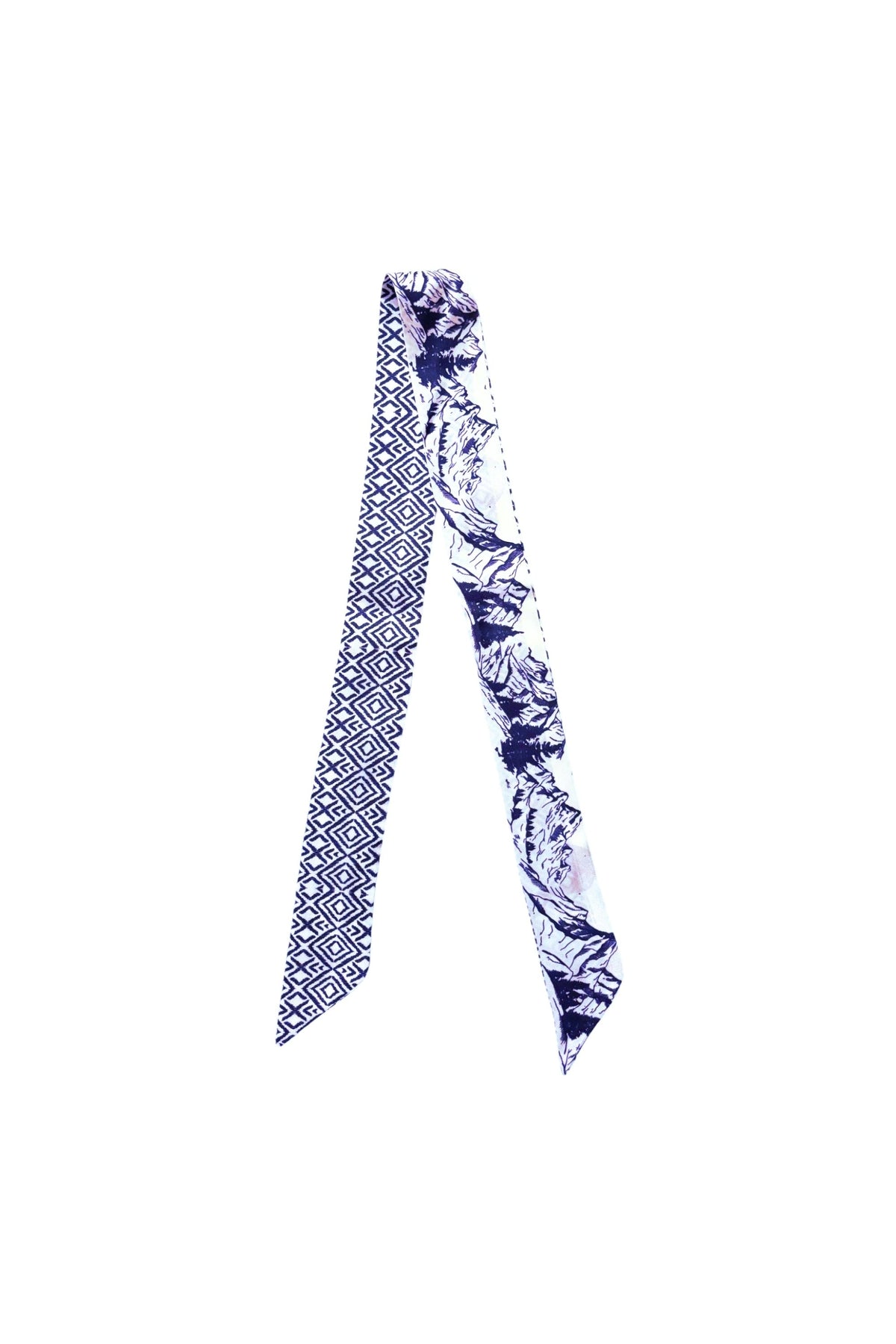 Montagne Double-Sided Slim Silk Scarf