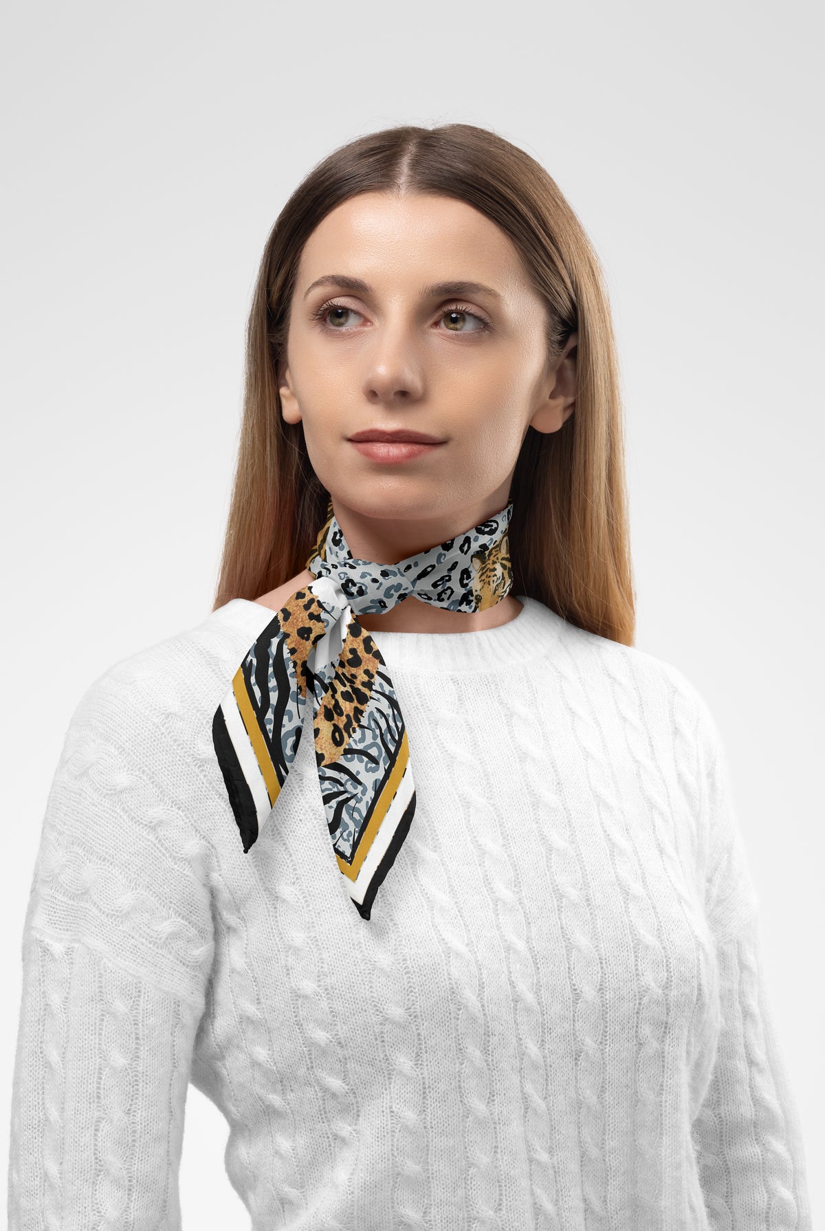 Savanna Patterned Silk Scarf, image 3