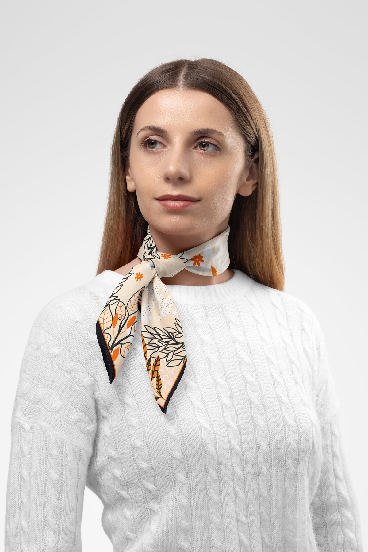 Oliva Patterned Silk Scarf, image 2